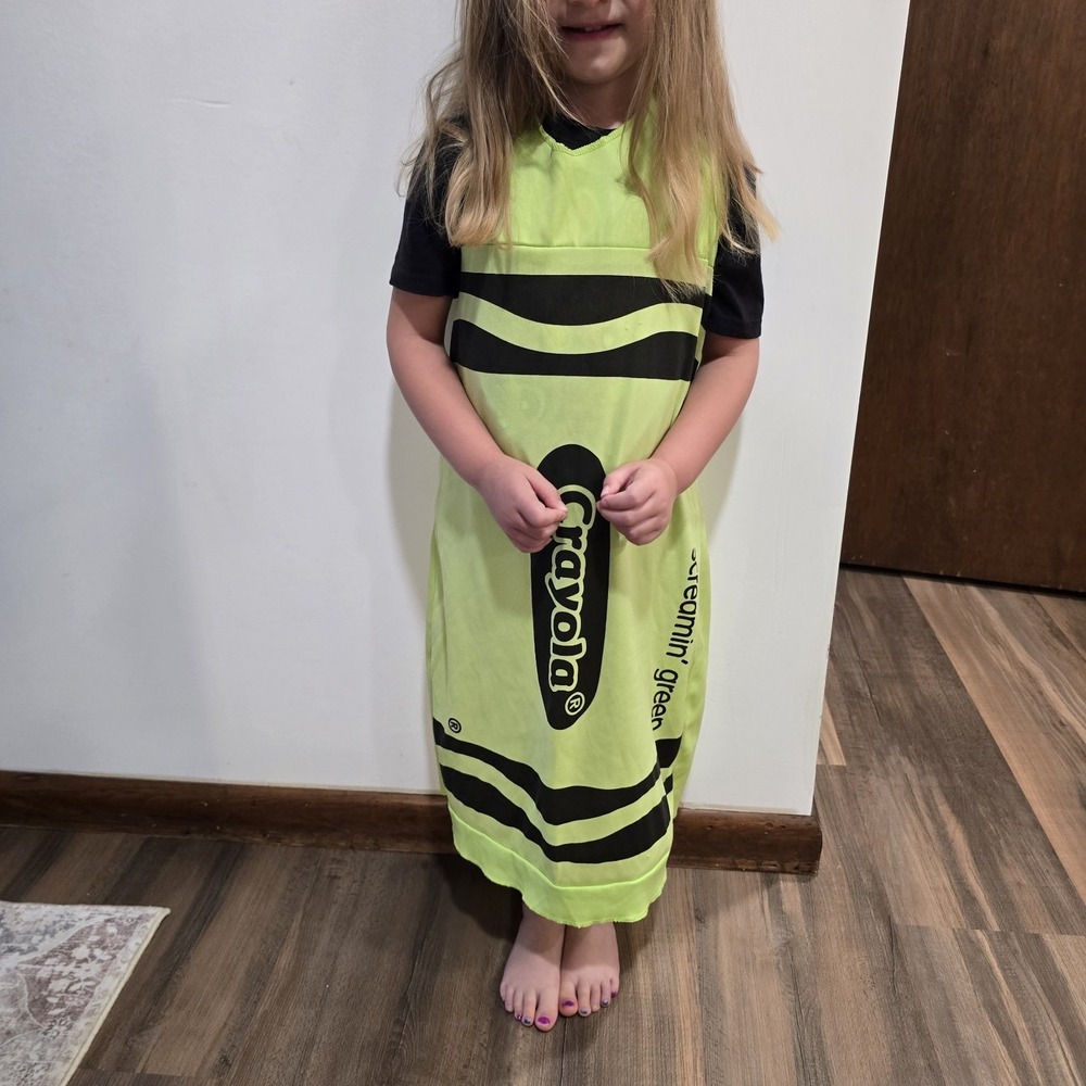 Crayola Crayon Screamin' Green Tank Dress Kids Youth Teen Halloween Costume - Picture 3 of 5